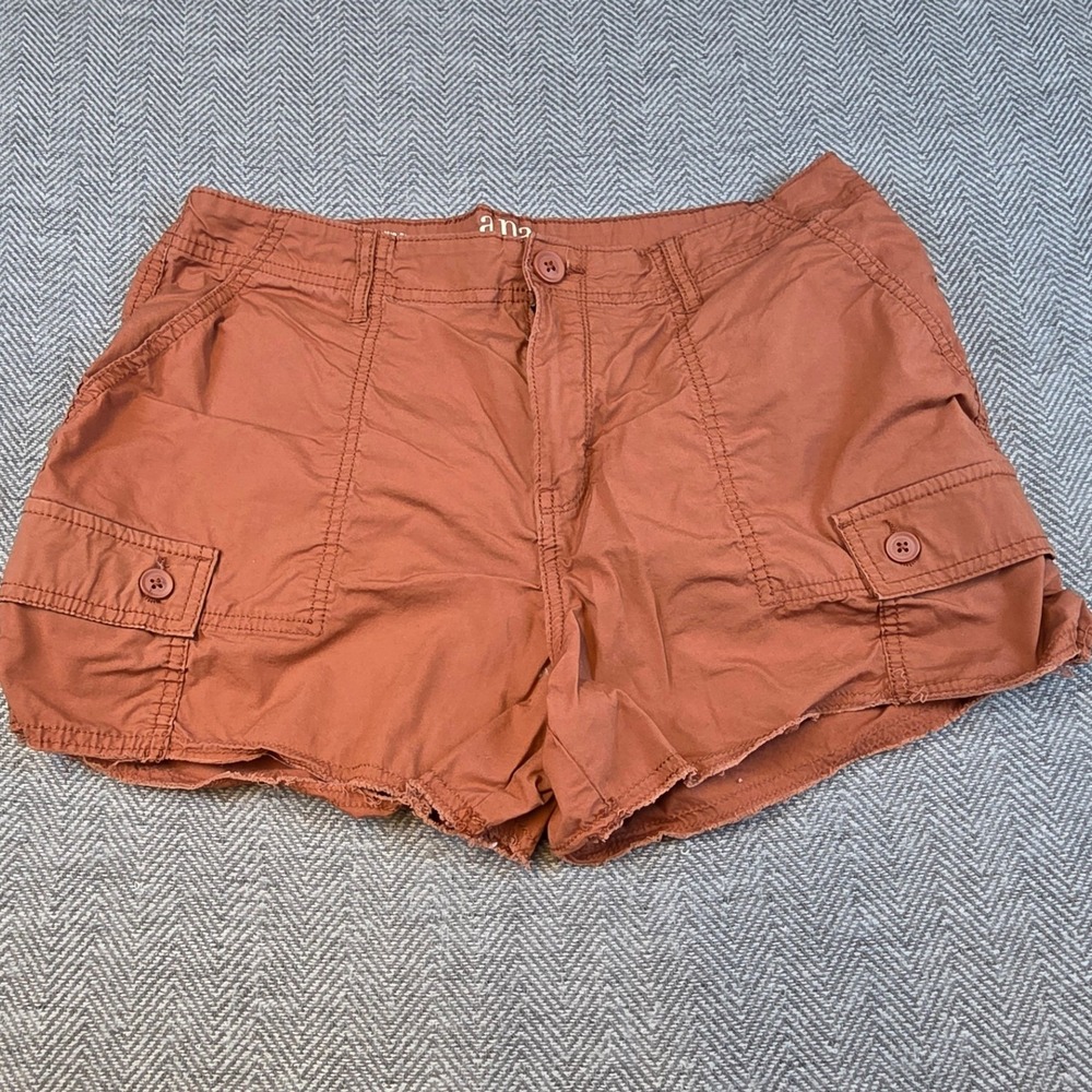 ana A New Approach Womens Rust Orange Cargo Shortie Shorts Size 8 Mid Rise 3.5in